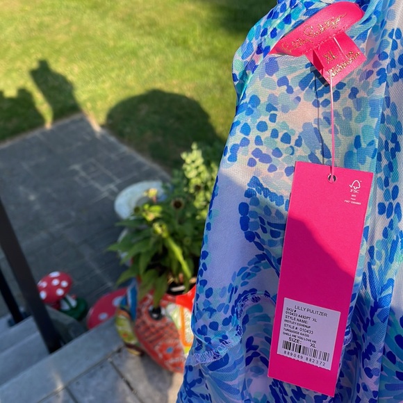 Lilly Pulitzer Motley Coverup style #010433 Turquoise Oasis Shell Me You Love Me - Picture 11 of 12